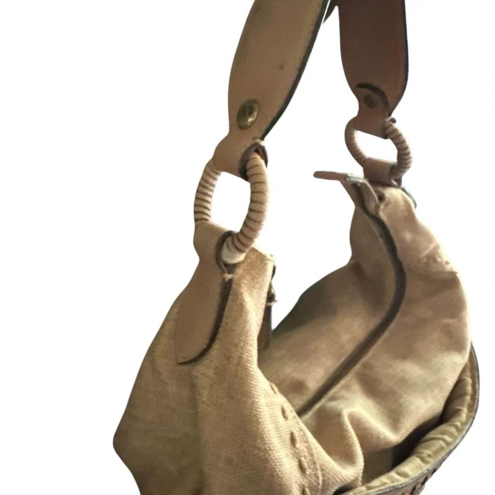 Cole Haan Tan Woven Leather Shoulder Bag | Braided Hobo Tote w/ Dust Bag